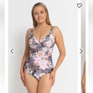 Sunseeker Azura Australia Abelia E-F Cup One Piece Swimsuit Grey Floral Size 6